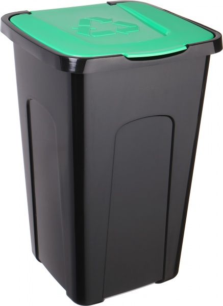 Відро для сміття Keeeper 365x370x555 мм 50 л чорний із зеленим 905303